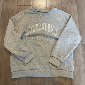 SHEIN Gray Los Angeles Crewneck Sweater